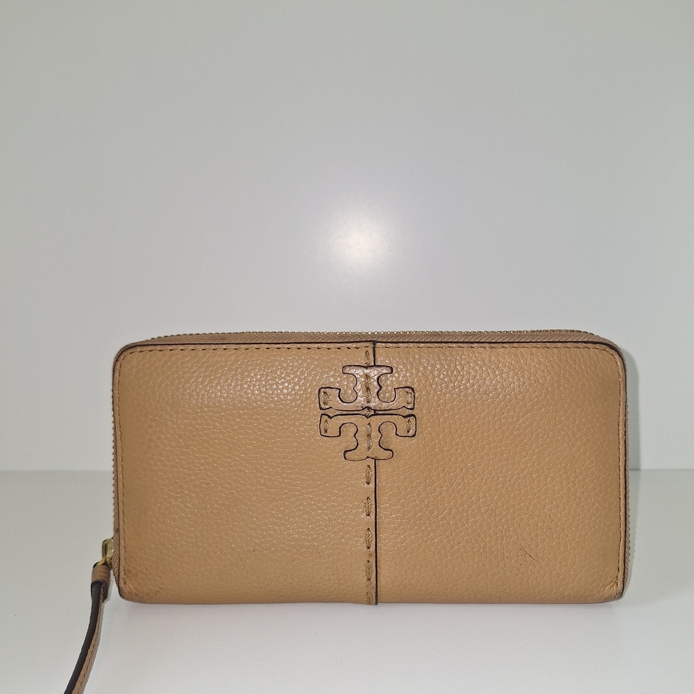 Tory Burch Tan Leather Zip-Around Wallet